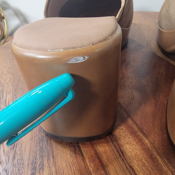 Crown Vintage Tan Suede Women's Mules Size 10 Booties Heels Boho Neutral - Picture 8 of 16